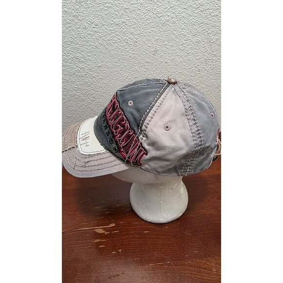 VTG True Religion Distressed Gray & Beige Baseball Cap Embroidered Details & Adj - Picture 3 of 9